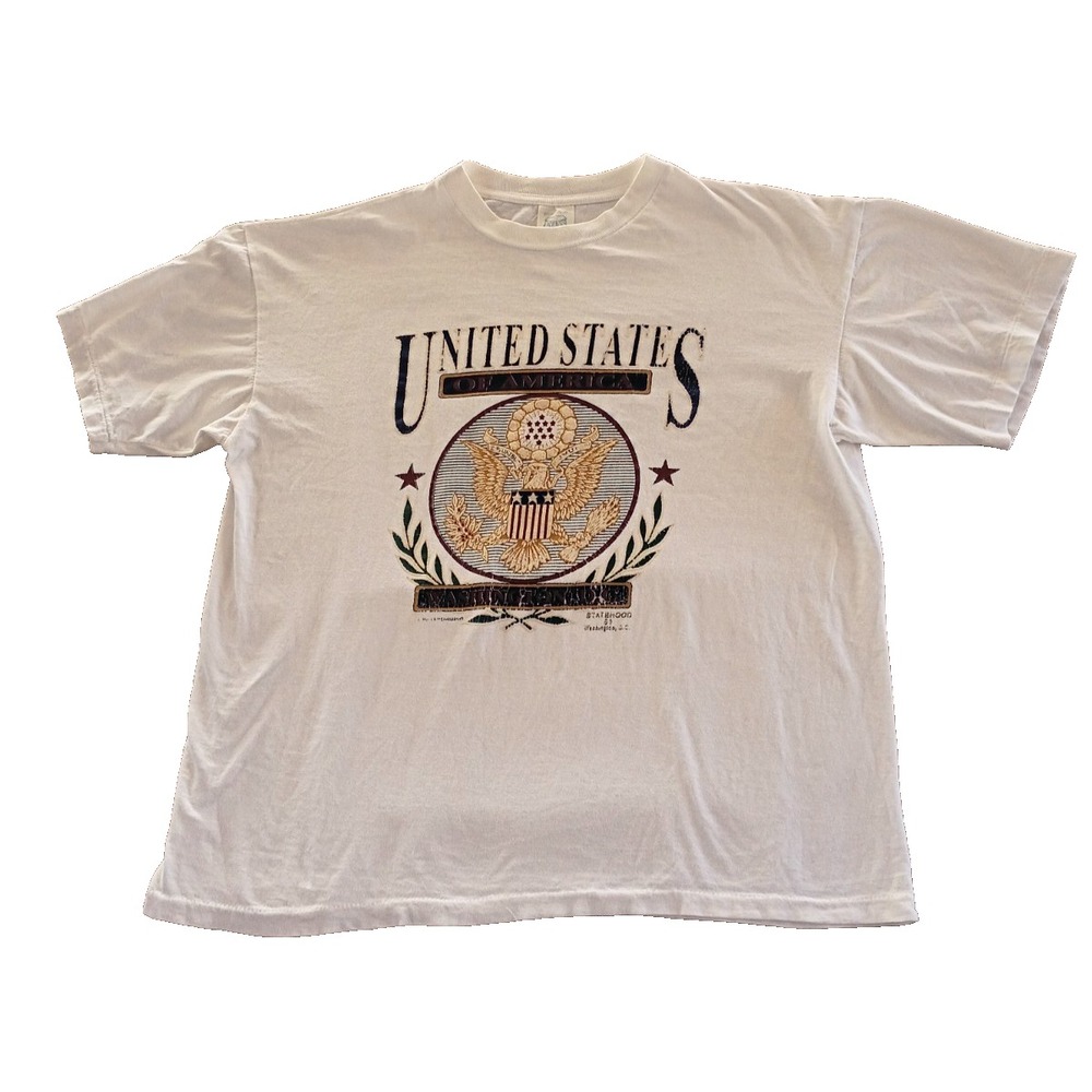 Vintage 90's Single Stitch United States Eagle graphic T-Shirt Size XL